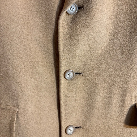 THE FOURSOME Sz L (estimated) 100% Cashmere Camel Coat Union Made Peak Lapel - Picture 2 of 12